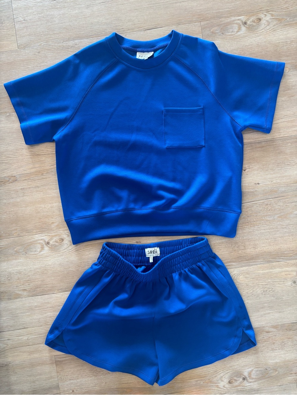 Relaxed Short-Sleeve Lounge Top & Elastic-Waist Shorts - Blue